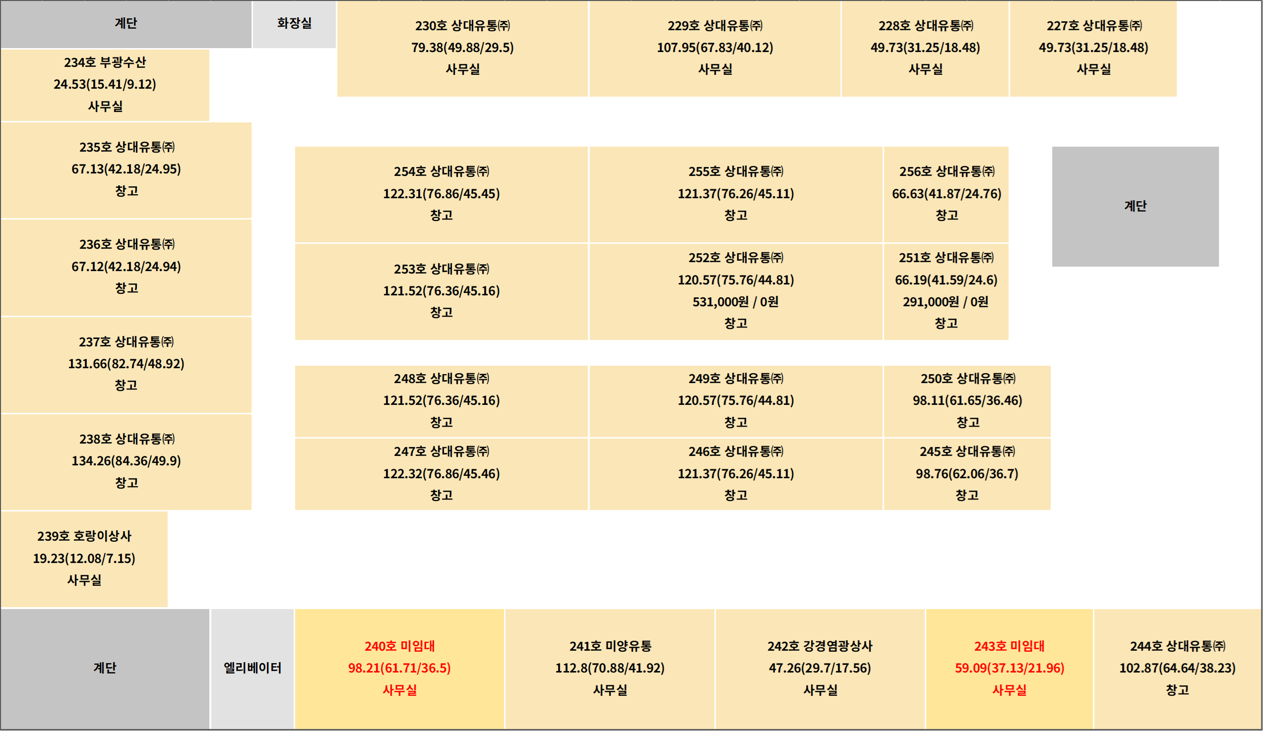 수산2동 2층 배치도(사무실 및 창고)